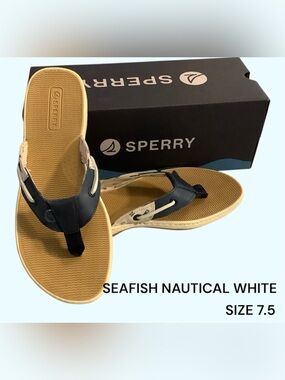 🆕Sperry Seafish Nautical White Flip-Flops